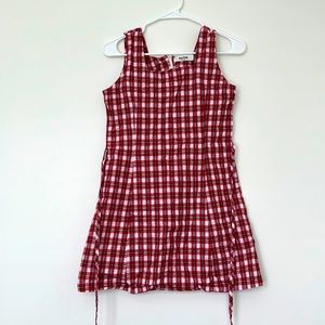Blackpink Jennie red, checker mini dress